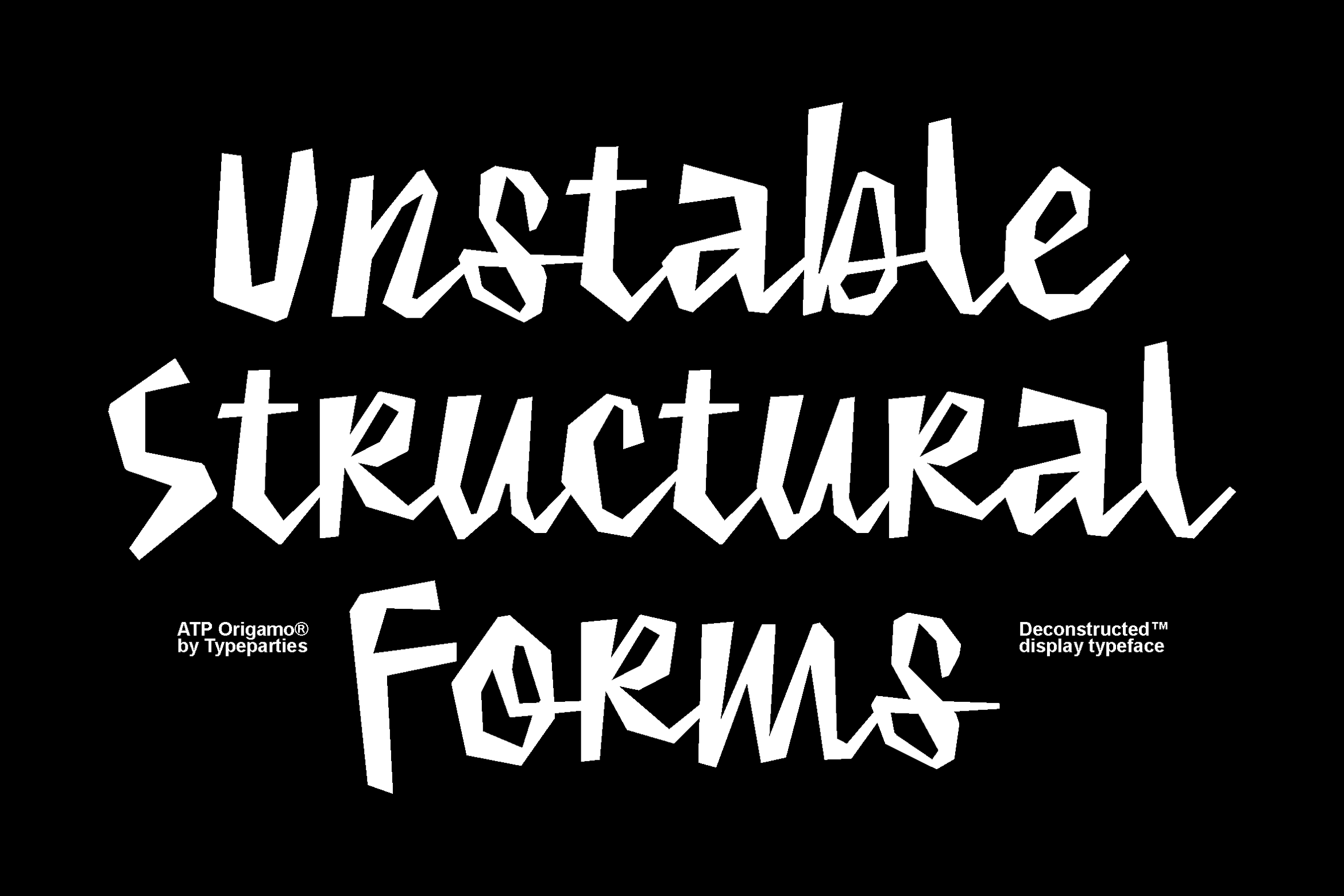 Unstable Structural Forms deconstructed display typeface by Typeparties
