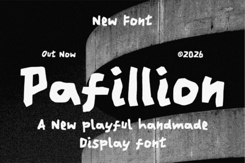 Playful handmade display font with chunky letters on grungy concrete backdrop