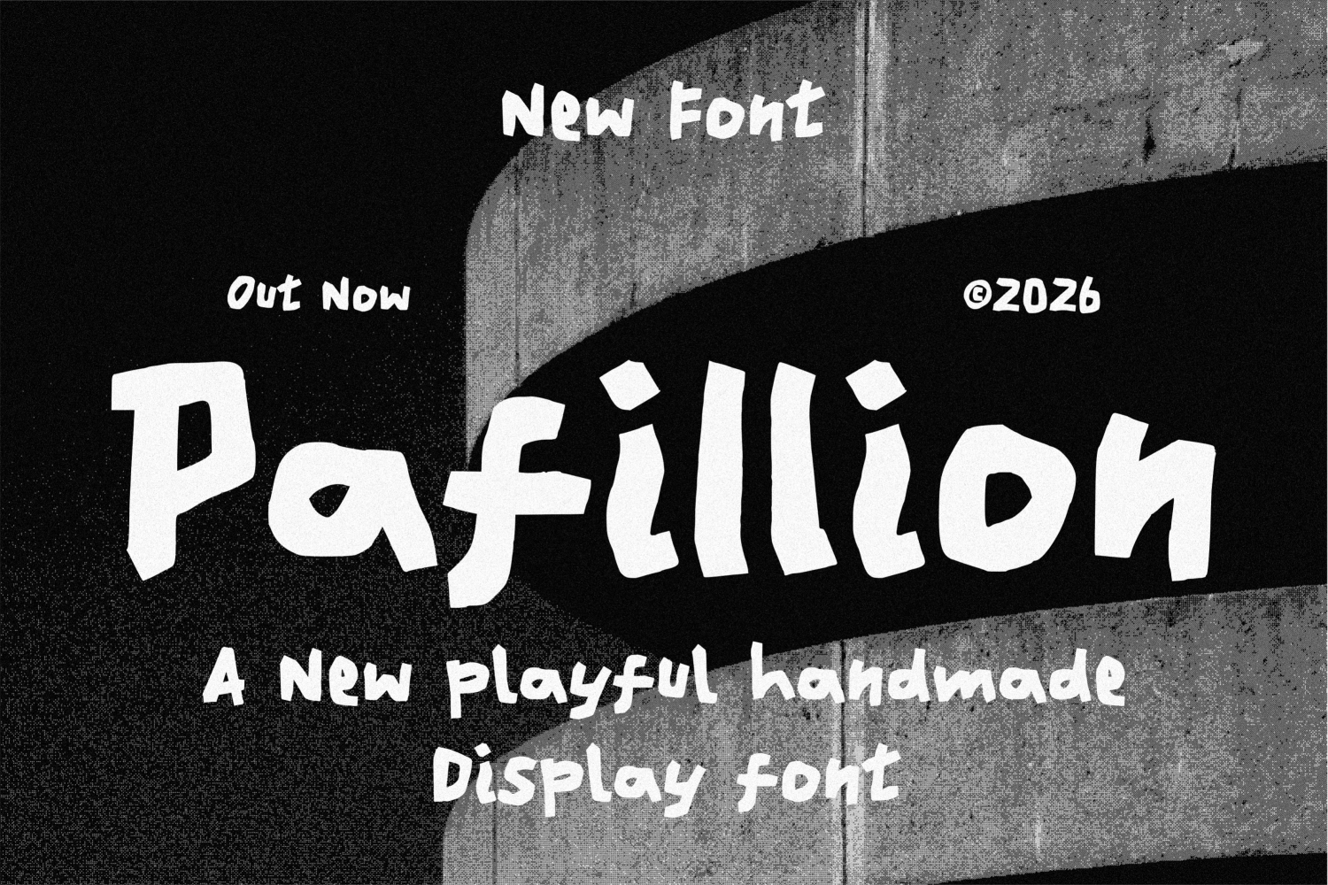 Playful handmade display font with chunky letters on grungy concrete backdrop