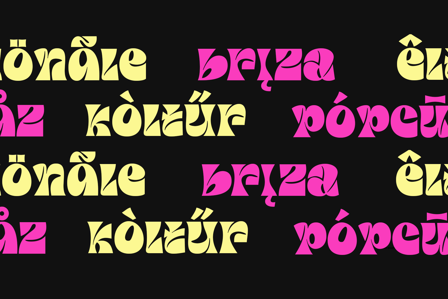 Retro font with neon yellow, hot pink, black background repeating text pattern