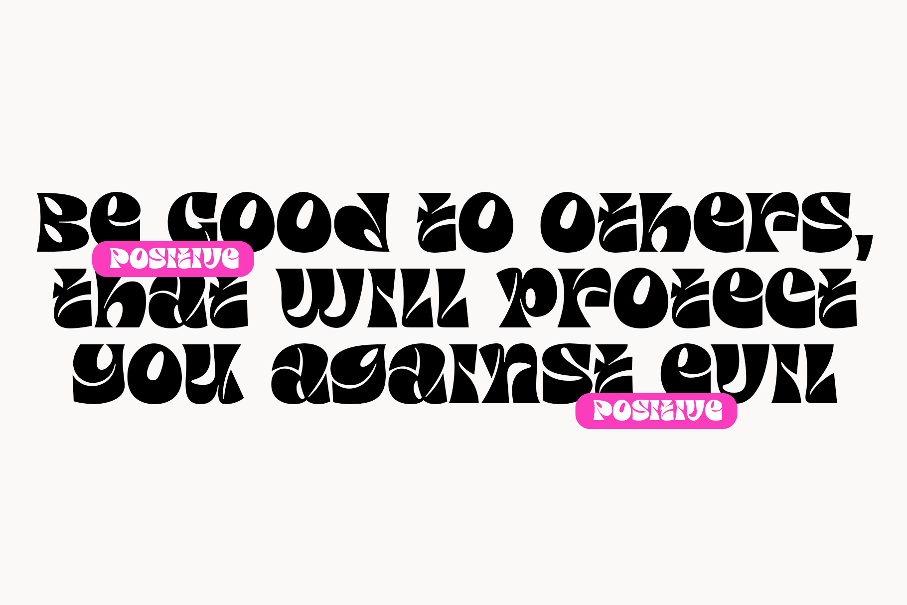 Bold decorative font with organic leaf patterns, pink highlight bars for emphasis