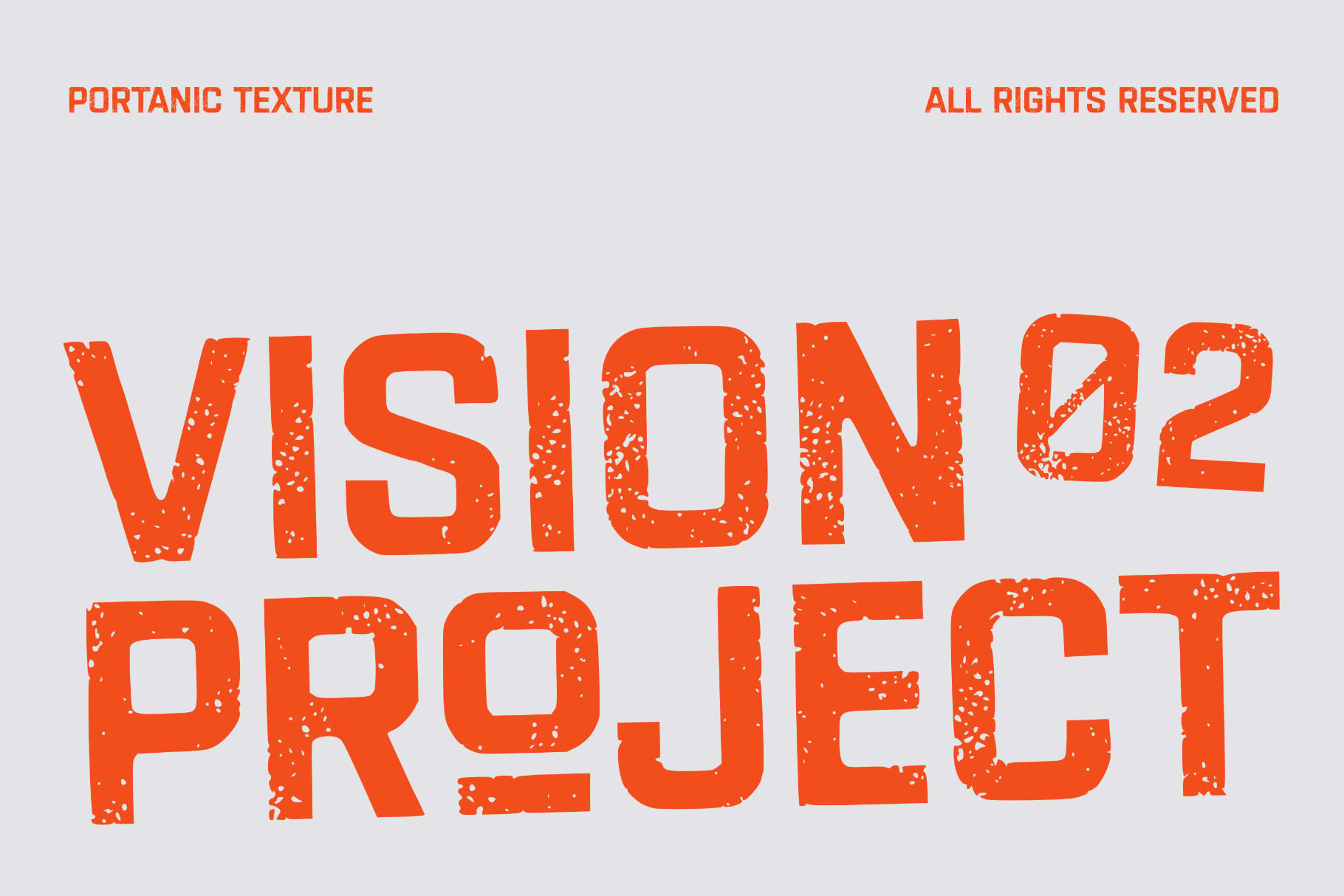 Rough orange grunge text effect on light gray background with distressed texture overlay