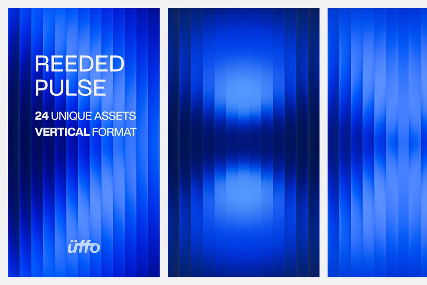 Reeded Pulse collection showing 24 vertical gradient backgrounds in shades of blue