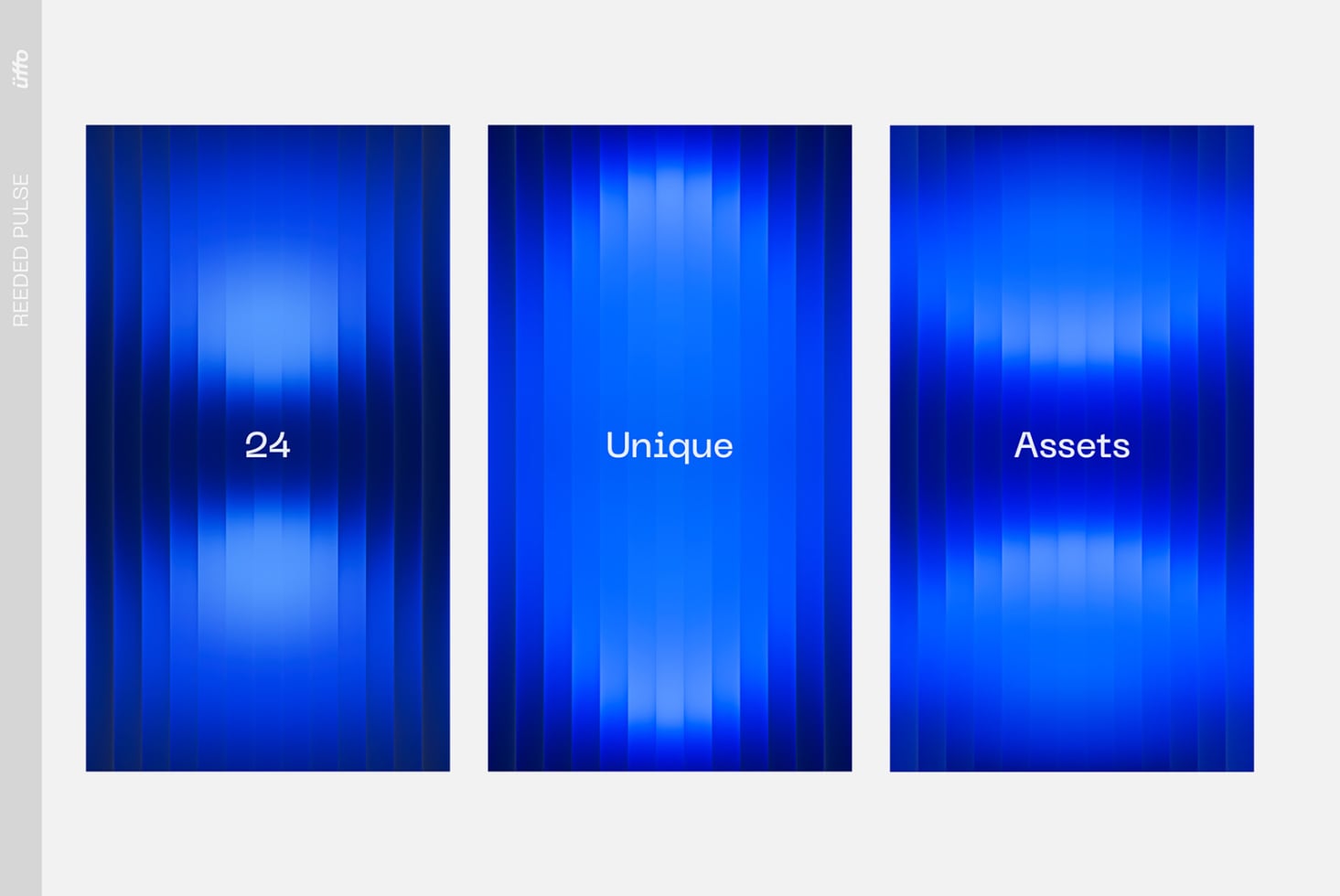 Three vertical gradient backgrounds with vertical line patterns shifting from dark to light blue tones