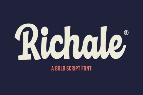 Richale bold script font in cream on dark navy background with subtitle