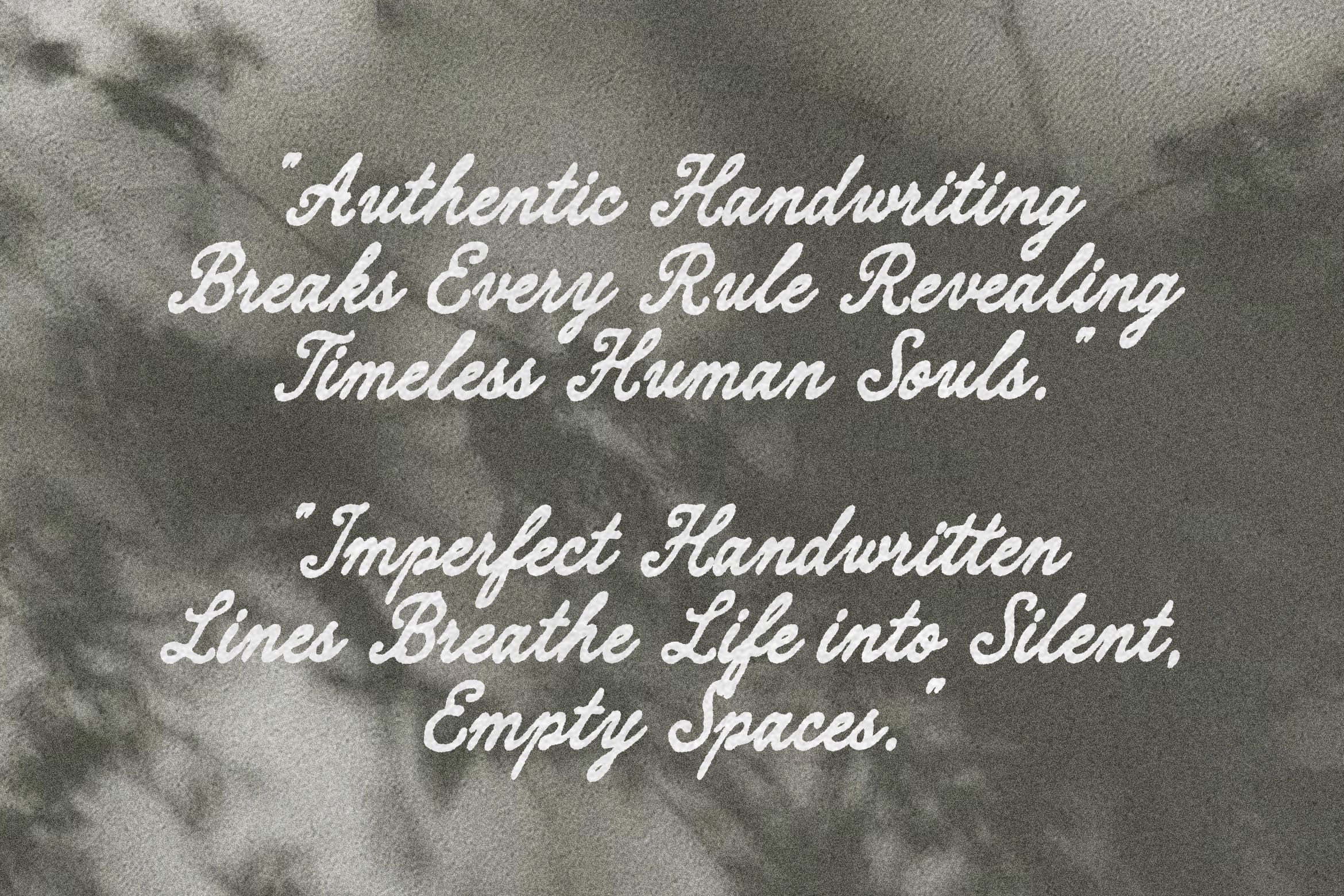 Elegant script font with poetic text overlaid on textured gray paper background