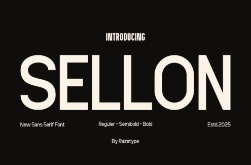 Sellon sans serif font family in regular, semibold, bold weights by Razetype