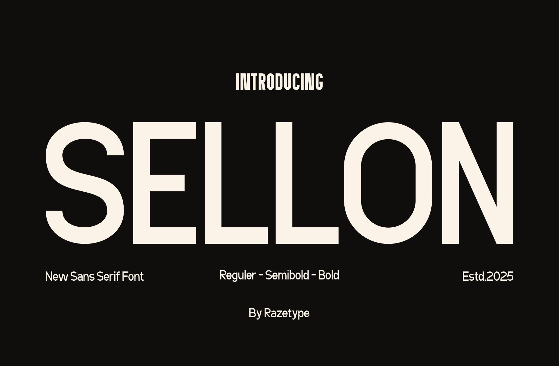 Sellon sans serif font family in regular, semibold, bold weights by Razetype