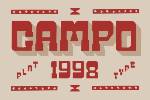 Retro red 3D letter mockup with star banner borders, vintage 1998 style design