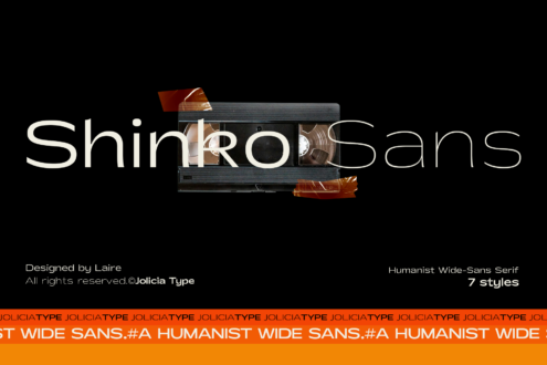 ShinRo Sans font family with 7 styles, modern wide-sans serif typeface design