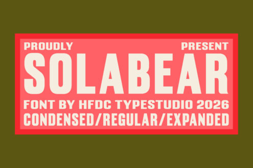 Solabear font family by HFDC Typestudio in condensed, regular, expanded weights
