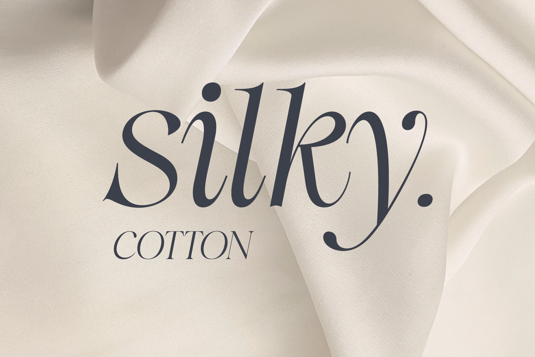 Silky cotton fabric mockup with elegant serif typography displaying "Surry Cotton" branding