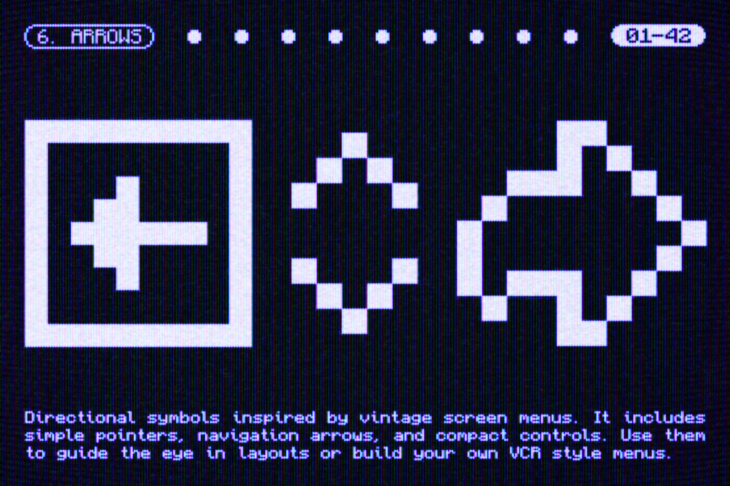 Retro pixel arrow icons with that old computer screen vibe, directional controls included