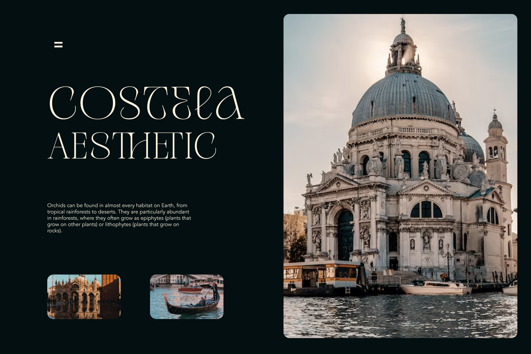 Costela aesthetic mockup with Venice basilica photo, elegant serif type layout