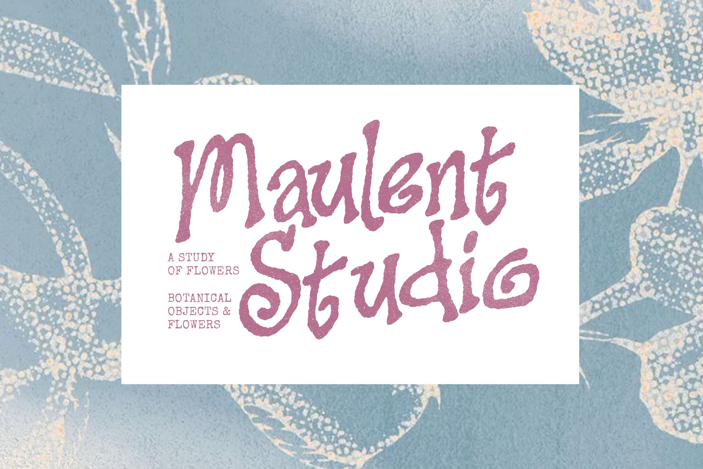 Opulent Studio book cover mockup with mauve handwritten lettering on botanical patterned background