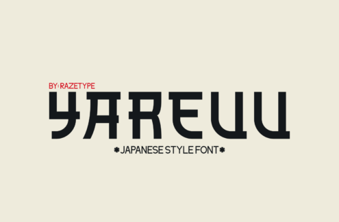 Razetype Japanese style font display with bold black letterforms on cream background