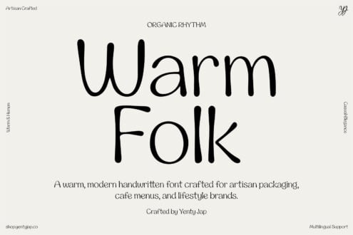 Warm Folk typeface with organic letterforms on cream background