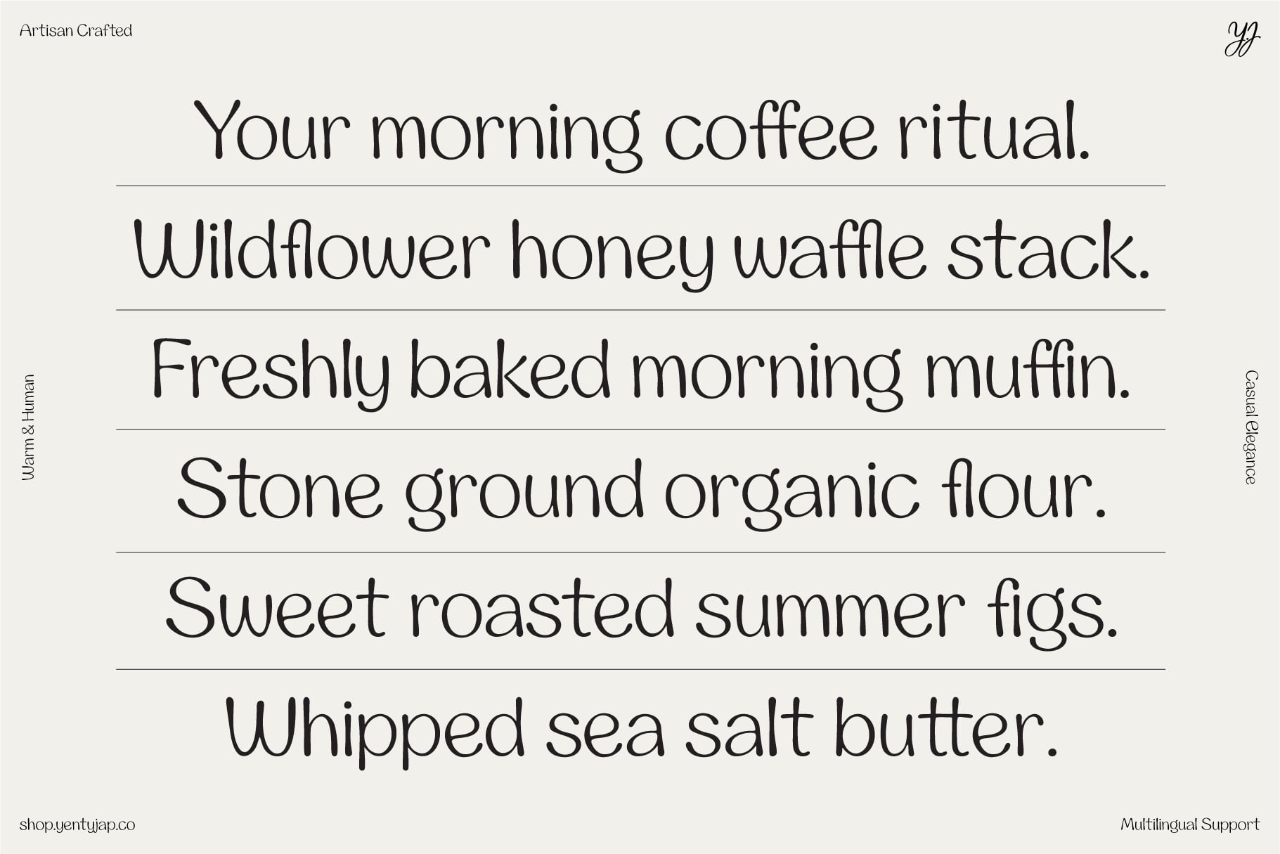 Minimalist menu card with delicate serif font listing breakfast items on cream background